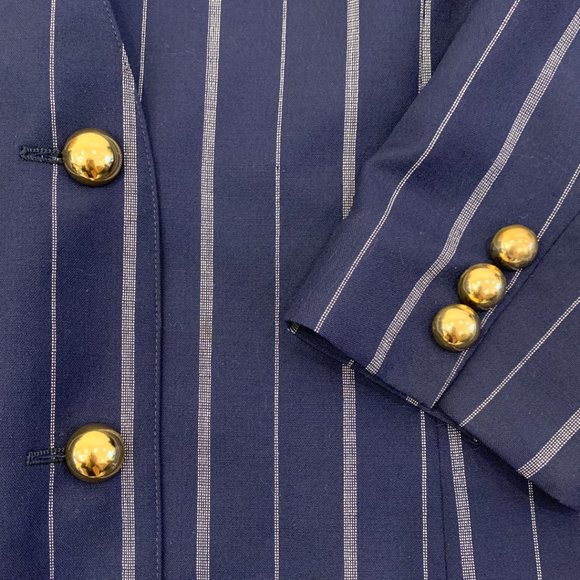 Vintage 80's Navy Pinstripe Blazer - Picture 8 of 10